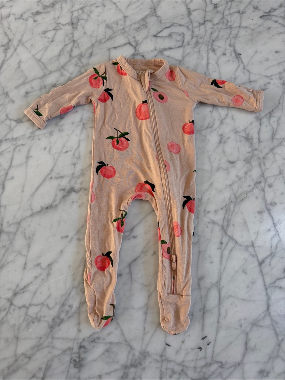 Kyte Baby Bamboo Peach Print Footed Sleeper Pajamas Preemie Size Newborn